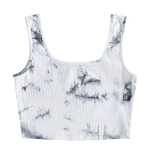 ZAFUL Women's Tie Dye Tank Top Sleeveless Stretch Casual Basic Camisole Black M