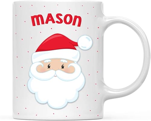 Andaz Press Taza de chocolate caliente con leche personalizada de 11 onzas para niños, Papá Noel de Navidad, paquete de 1, taza de café