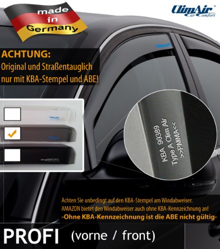 ClimAir Windabweiser kompatibel mit Ford S-Max 5 türer 2010-2015, Rauchgrau