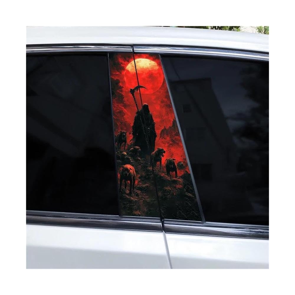 Car Parts 2pcs Grim Reaper Car B-Pillar Sticker DIY Vinyl Waterproof Car Door Pillar Decal(I)
