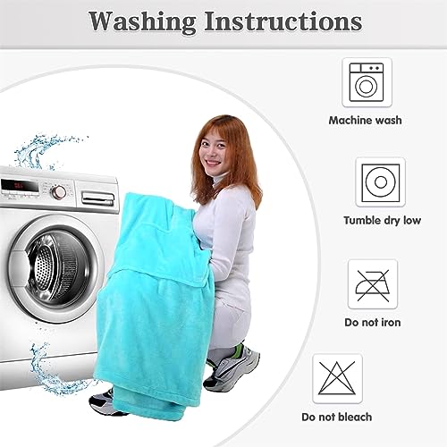 Waitu Wearable Blanket Sweatshirt For Women And Men, Super Warm And Cozy Big Blanket Hoodie, Thick Flannel Blanket With Sleeves And Giant Pocket - Cyan #TOP5