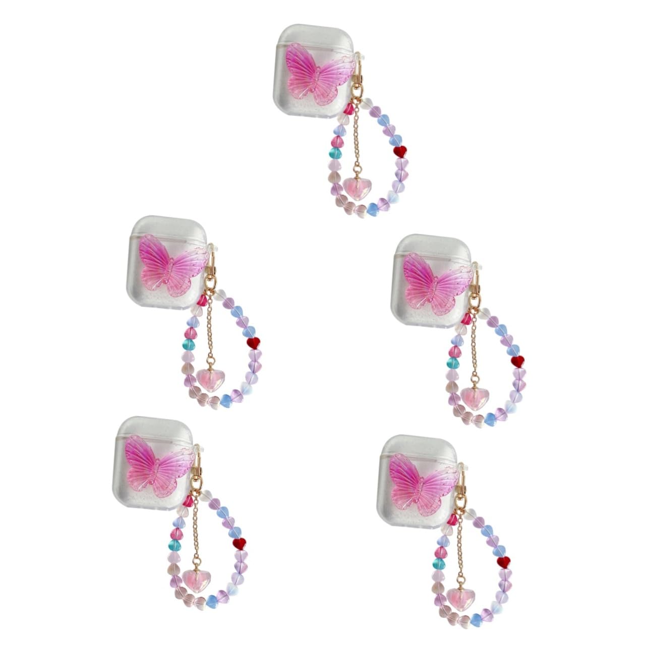 HEMOTON 5stücke Wireless Earphone Case Mit Herzanhänger Für Schützende Hülle Glitzerndem Leichte Und Kompakte Aufbewahrung Für -kopfhörer