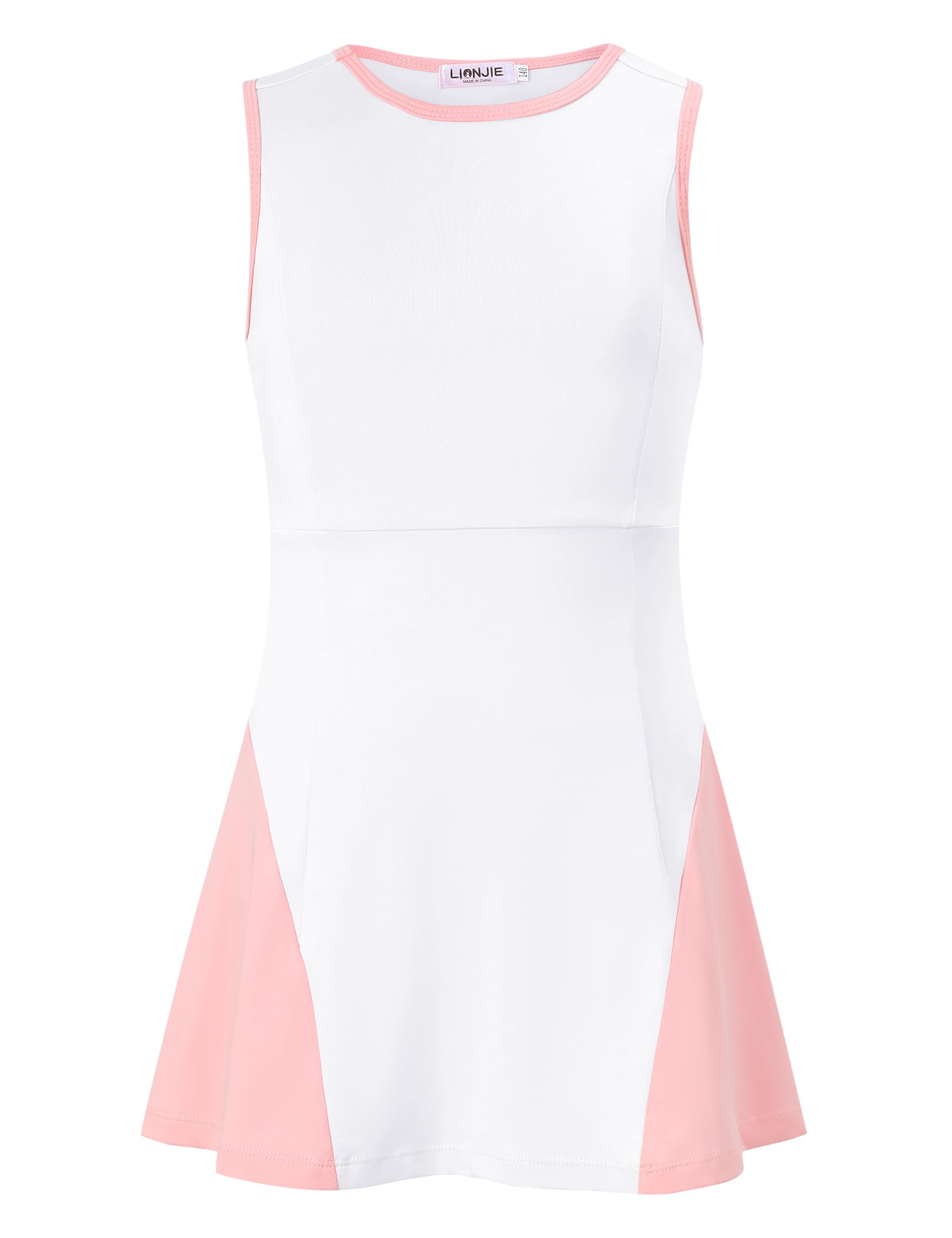 Girls Sleeveless Tennis Golf Sport Dress Outfit Athletic Pleated Skirt Sets with Built-in Shorts Pockets 3-12 Years