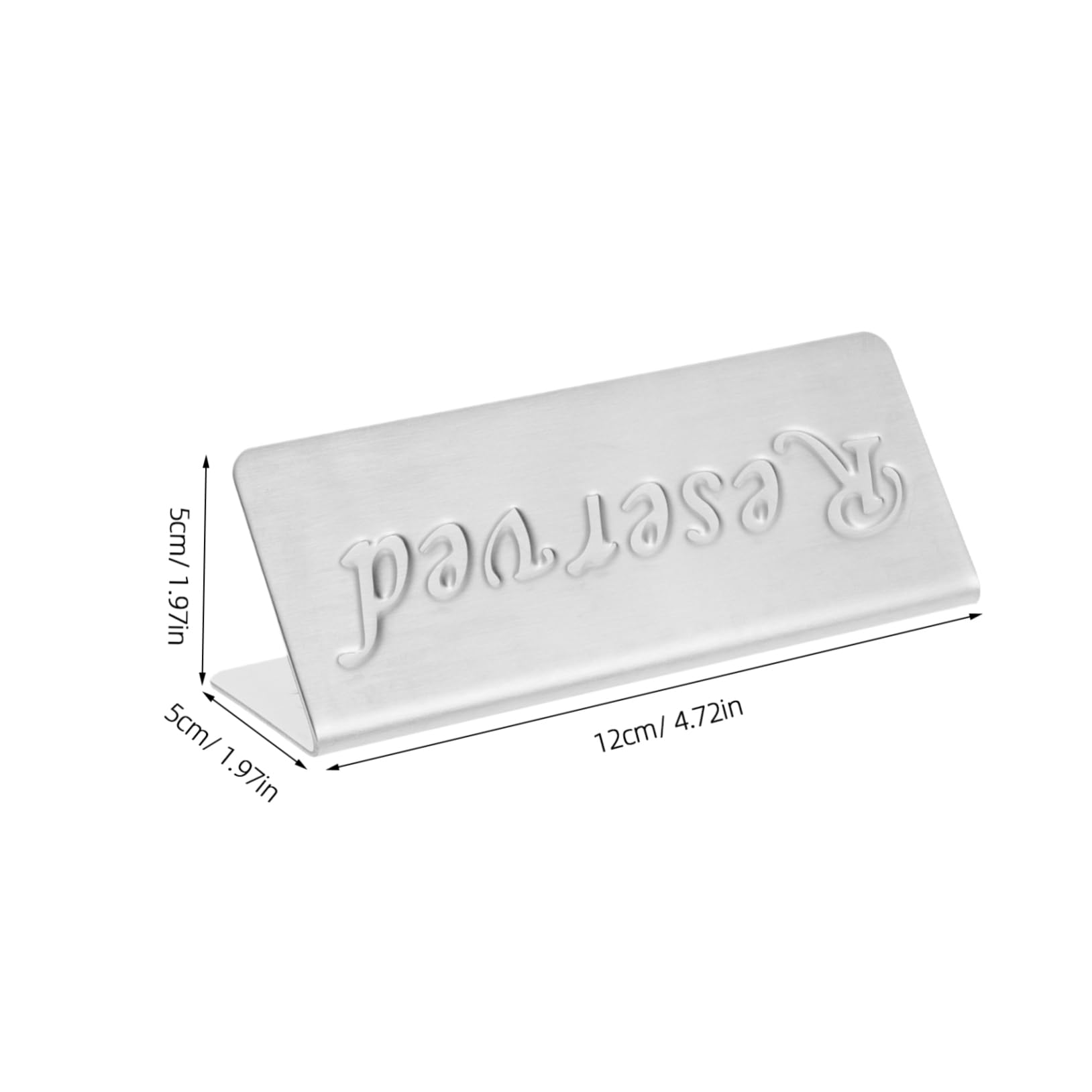 VINTORKY 2Pcs Stainless Steel Reserved Table Signs Double Sided Desk Stand for Weddings Events and Restaurants Elegant Etching Compact Design Easy to Clean Tabletop