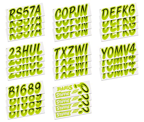 Image of STIFFIE Whipline Black /Atomic Green 3 inch Boat & PWC Registration Decals • Numbers Letters Stickers