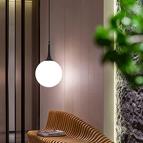 Lampe à suspension en verre blanc laiteux E27 de style moderne pour comptoir
