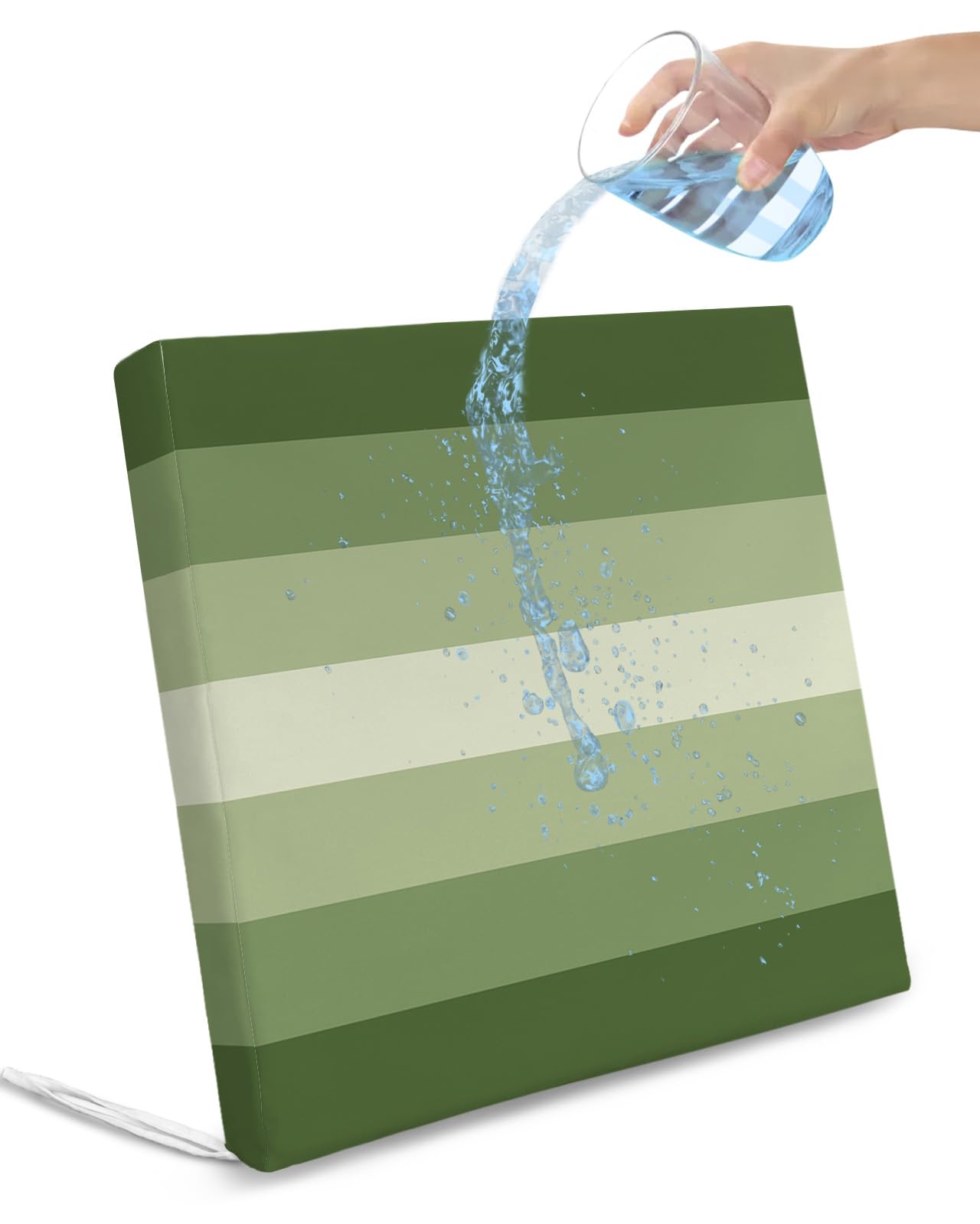 Edwiinsa Gradient Sage Green Indoor/Outdoor Seat Cushions Cover,Waterproof Patio Chaise Lounge Cushion Cover for Beach Pool Side Chair Cushions 20x18x4 Pieces Modern Abstract Minimalist Geometric