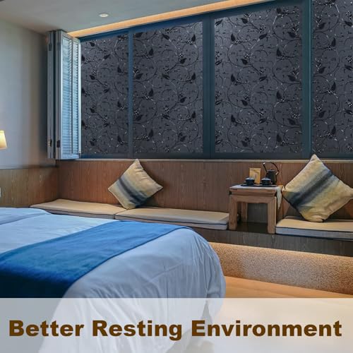 Niviy Static Cling Total Blackout Non-Adhesive Window Film Black Out Windows Covers Bathroom Door Glass Decoration Window Film Privacy Covering (Black, 41.2"x 78.7")
