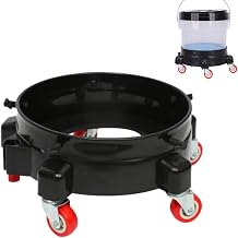 Car Wash Bucket Dolly with 360 Swivel Casters Removable Rolling Bucket Dolly for 3.5 to 6 Gallon Buckets Supports Up to 300 lbs Smoother Maneuvering, Black