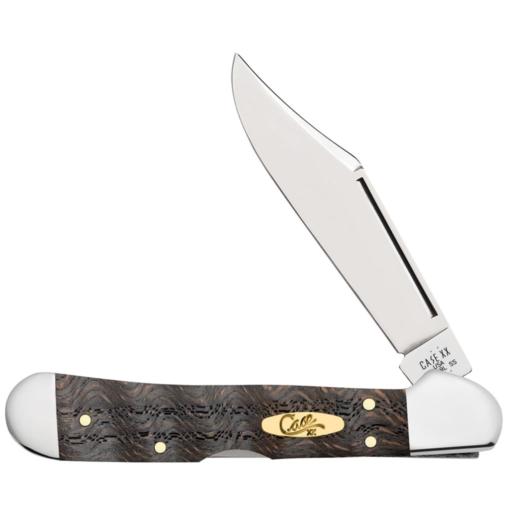 Case XX Pocket Knife MINI COPPERLOCK - SMOOTH BLACK CURLY OAK WOOD Item #14010-71749L SS - Length Closed: 3 5/8Inches