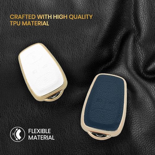 Image of keyzone litchi leather textured TPU key cover & keychain for Tata Nexon, Harrier, Safari, Altroz, Punch, Tigor smart key (Black)
