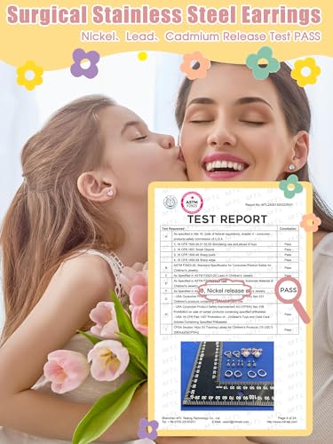 THUNARAZ Hypoallergenic Screw Back Earrings for Girls Women Surgical Stainless Steel Screwback Earrings Huggie Hoop Stud Earrings for Sensitive Ear Cute Heart Flower Bow Pearl Drop Dangle Earrings 20G2