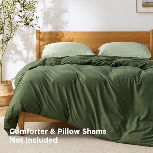 Image of Bedsure Duvet Cover King Size, 1Pc Soft Double Brushed Bedding, Olive Green | For Kids & Adults, 104 inchx90 inch, Only 1 Comforter Cover, No Pillow Shams, Hotel Luxury, Breathable, Lightweight, Zipper Closure