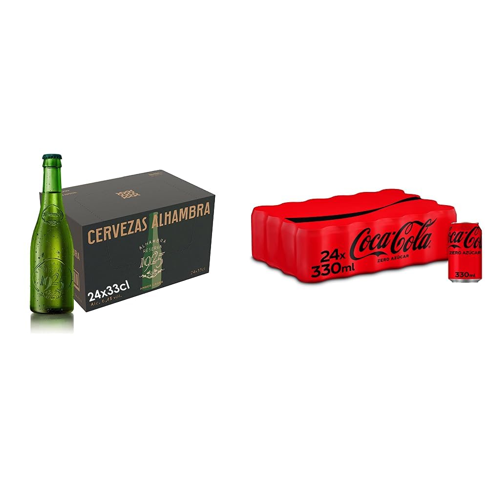 Alhambra Reserva 1925, Edición Especial, Cerveza Dorada Lager, Pack de 24 Botellas x 33 cl & Coca-Cola Zero Azúcar - Refresco de cola sin azúcar, sin calorías - Pack 24 latas 330 ml