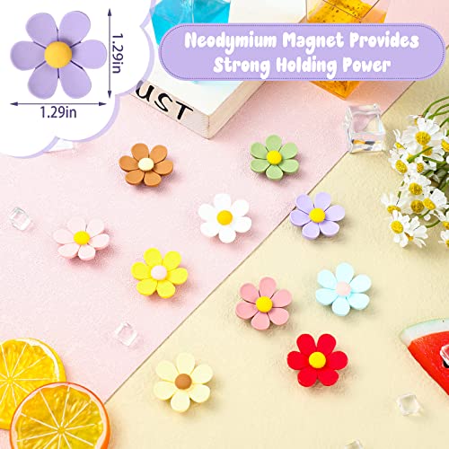 Image of 30 Pcs Cute Flower Fridge Magnets 3D Magnetic Refrigerator Locker Decoration Colorful Decorative Funny Flower Magnets for Classroom Office Kitchen Locker Whiteboard Cabinet, 10 Colors