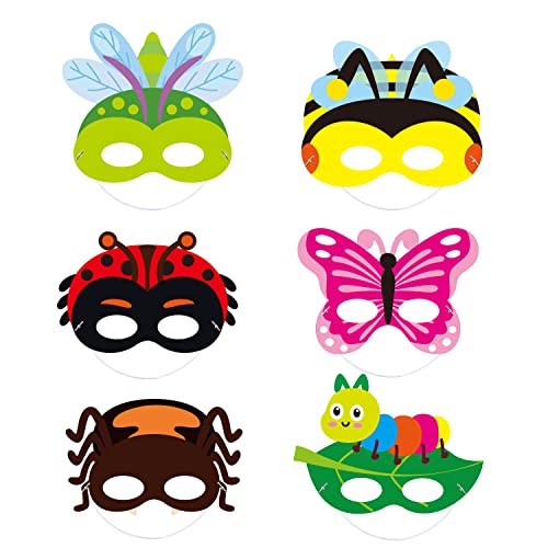 TirEurt Lot de 30 masques d'anniversaire pour enfants,Masque animal,Printemps,Insecte,Costume de cosplay,Masque pour les yeux,Accessoires photo,Pour mascarade, cosplay, fête d'anniversaire