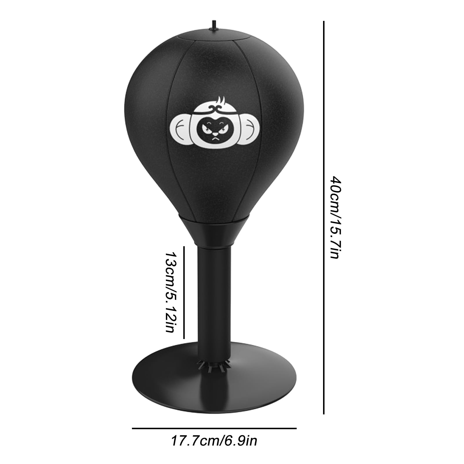 Sac de frappe de bureau avec ventouse, punching-ball de table anti-stress Noir