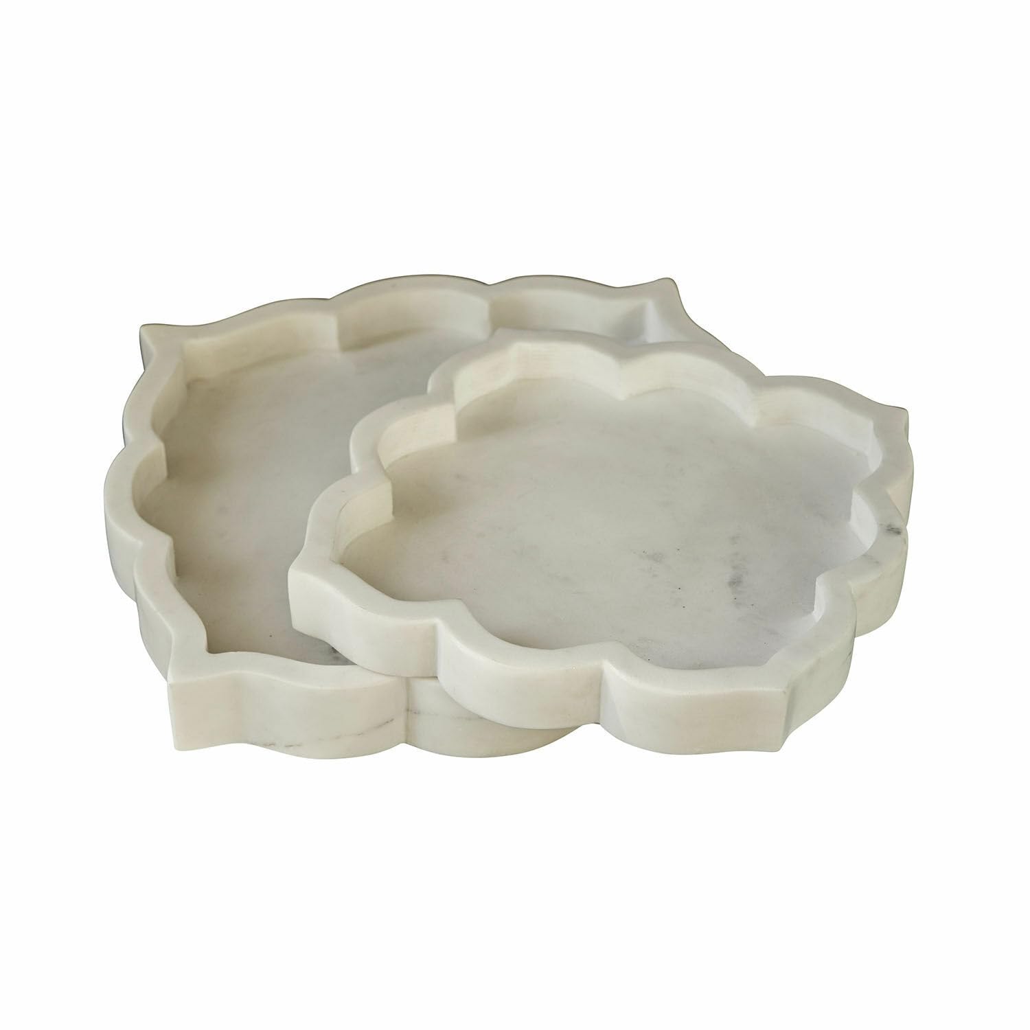 Loberon Schale 2er Set Melisune, Creme | Zwei Größen - Orientalisch Inspiriert - Jedes Stück EIN Unikat - Dekoration - Marmor