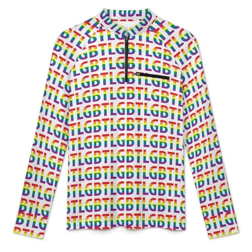 Pride LGBT Culture Symbol Men's Rash Guard Long Sleeves Quick Dry Fishing Workout Shirts with Zipper3