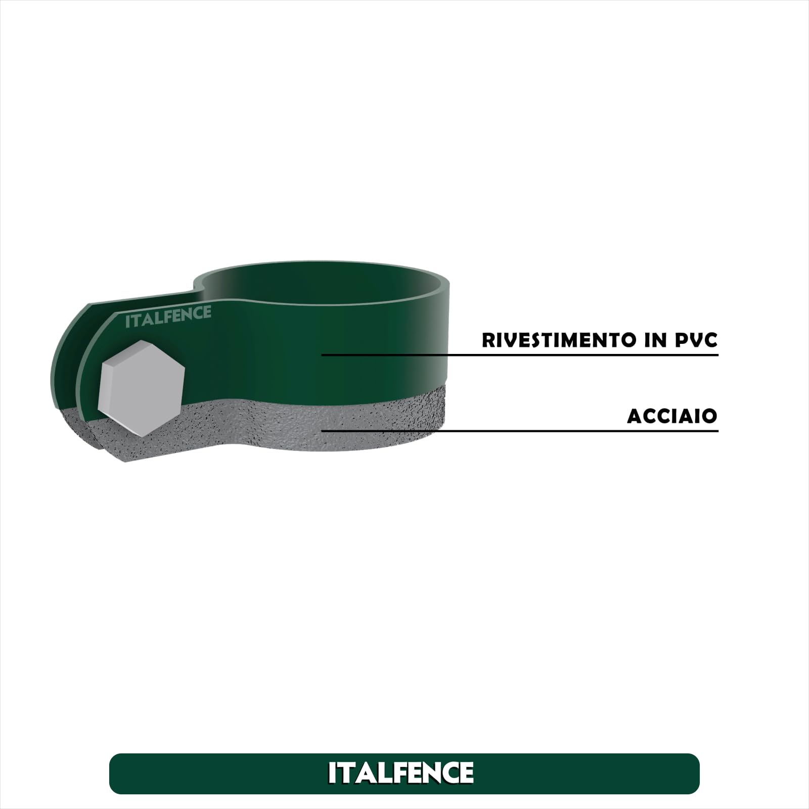 Collare per saetta tonda tubolare Ø48mm plastificato verde [10 pezzi]