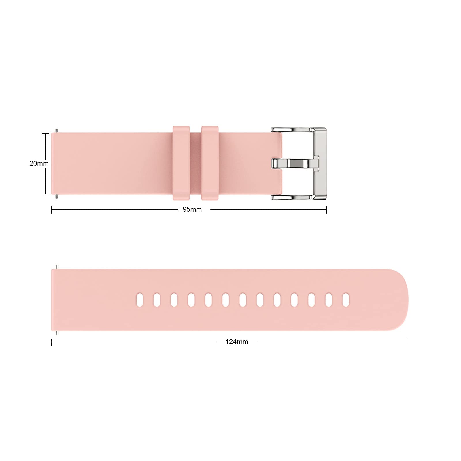 woednx Cinturino di ricambio da 20 mm per Smart Watch, sgancio rapido in morbido silicone delicato sulla pelle, cinturino per smartwatch
