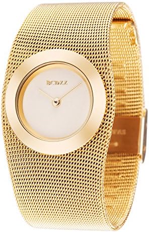 U_nique Lady's Women's Stainless Steel Mesh Style Gold Quartz Bracelet Wrist Watch, Golden Dial