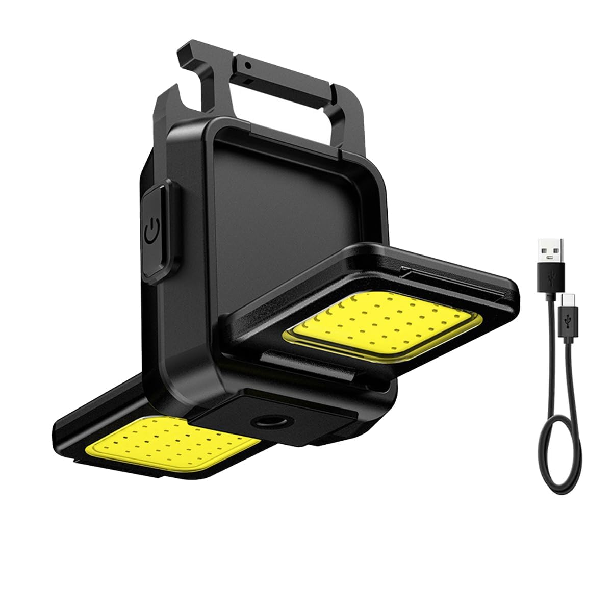 TERRIFI COB Mini Rechargeable Keychain Work Light, 1000 Lumens 4 Modes, Waterproof Flashlight with Folding Magnet Bracket Bottle Opener, Suitable for Walking, Camping, Repairing, Running Outdoor