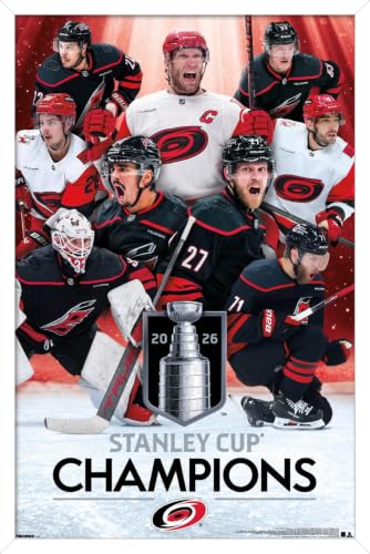 Trends International NHL Carolina Hurricanes - 2026 Stanley Cup Champions Wall Poster, 22.4L x 14.7W, White Framed Version