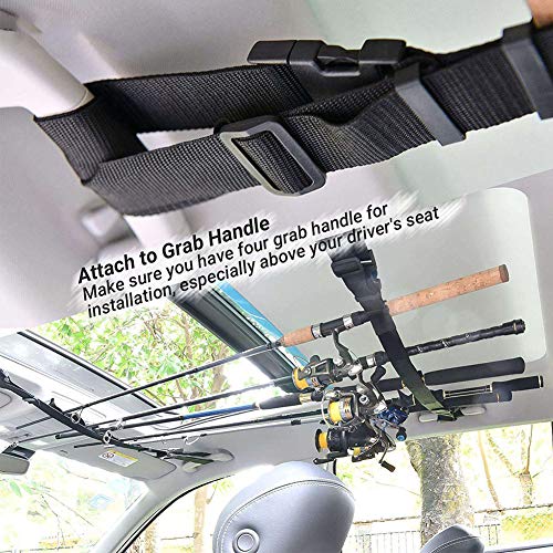 XERGUR Vehicle Fishing Rod Rack, Car Fishing Rod Holder Strap,Fishing Pole Carrier Storage Rack for SUVs Wagons and Vans with 2 Suction Cups - Thumbnail 5