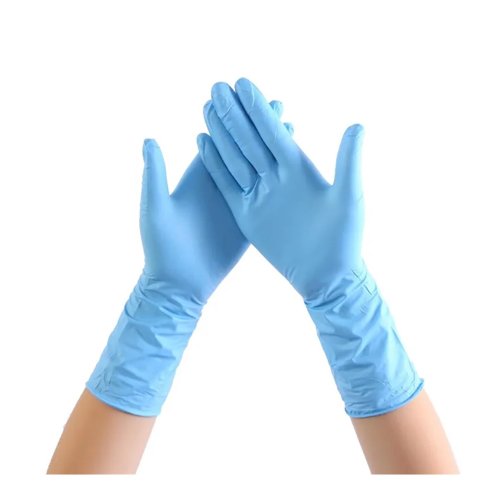 Guanti Cucina 10 paia/pacco Manica Lunga Guanti di Gomma Blu Pulizia Ristorazione Cibo Guanti in Nitrile da 12 pollici Guanti Spessi da 12 pollici(WHITE)
