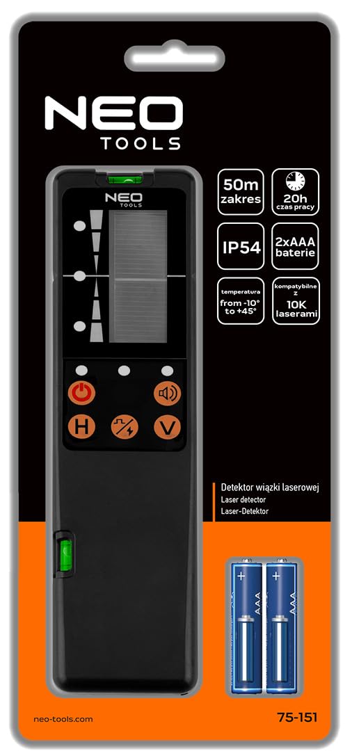 NEO TOOLS Odbiornik laserowy detektor 50 m do lasera krzyżowego 10K IP54
