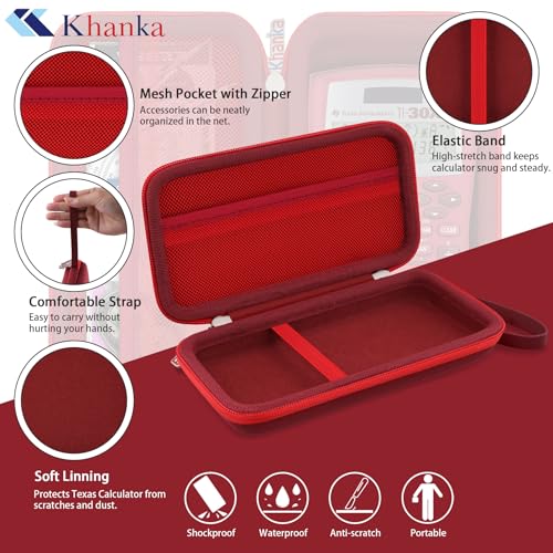 Étui de voyage rigide Khanka pour Texas Instruments TI-30XIIS rouge - 5