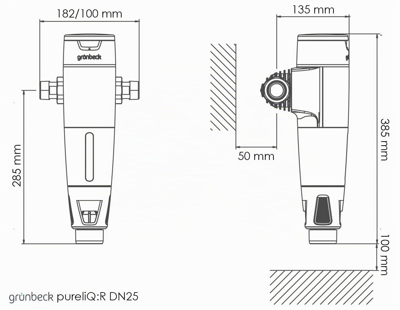 Grünbeck Rückspülfilter pureliQ:R25 (Filtration von Trinkwasser; schützt Wasserleitungen; DN 50, 100 µm, 2,3 kg) 101325