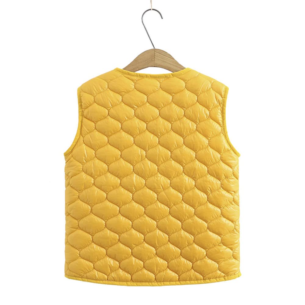 Gilet Sans Manches Femme,Gilet Matelassé Femme Plus Velours Jaune Veste Courte Sans Manches Steppweste Gilet Élégant Manteau Sans Manches Hiver Chaud Femmes Gilet À L'Intérieur Porter Accueil