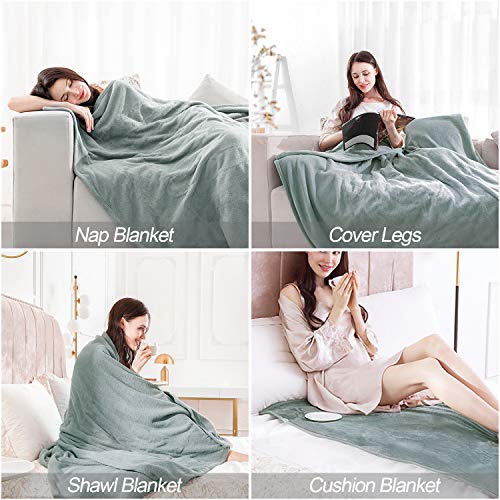 EIUE Comfortable Flannel Fleece Throw Blanket,Ultra Soft Nap Bedding Coverlets Quilt for Couch Sofa Bed Traveling,Lightweight Bed Blanket for All Season.(Grey,40x60 inches) - Thumbnail 3