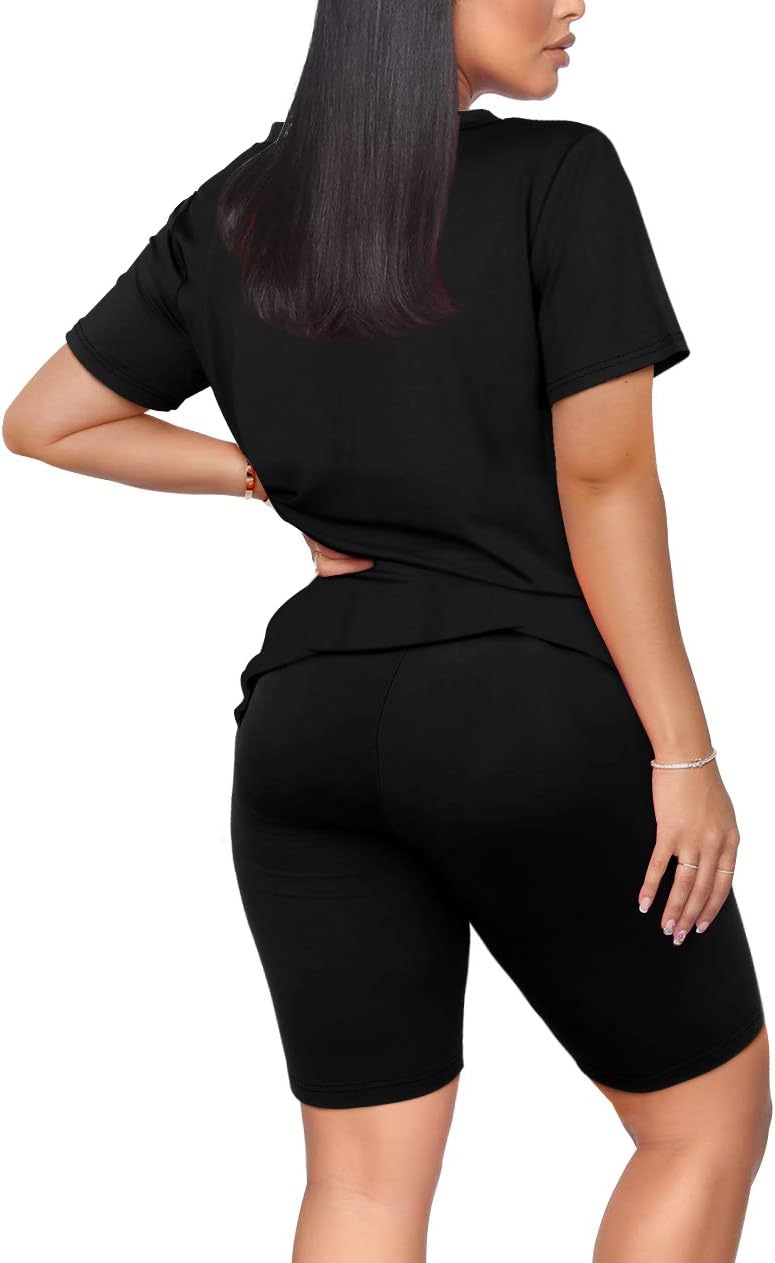 WIHOLL Two Piece Outfits for Women Short Sleeve V Neck Biker Shorts Set 2026 - Image 5
