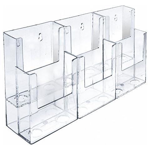 Azar Displays 252808 Tri-Fold Brochure Counter Display (2 Pack), Clear, 2 Tier 6 Pocket Cover