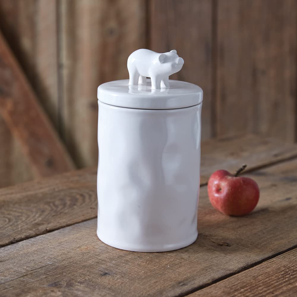 CTW Home CollectionLarge Piglet Canister, 9.5-inch Height, Ceramic, Jar, Food Container, Kitchen Organizer, Functional Storage