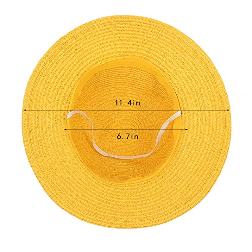 Surkat Girls Flower Straw Hat Large Brim Beachwear Sunhat Floral Tea Party Cap2