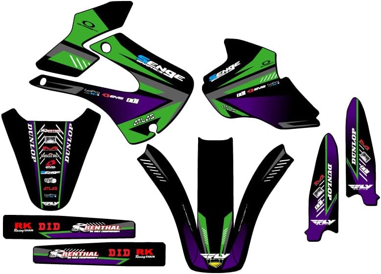 1998-2000 KX 100 Surge Green Senge Graphics Base Kit Compatible with Kawasaki
