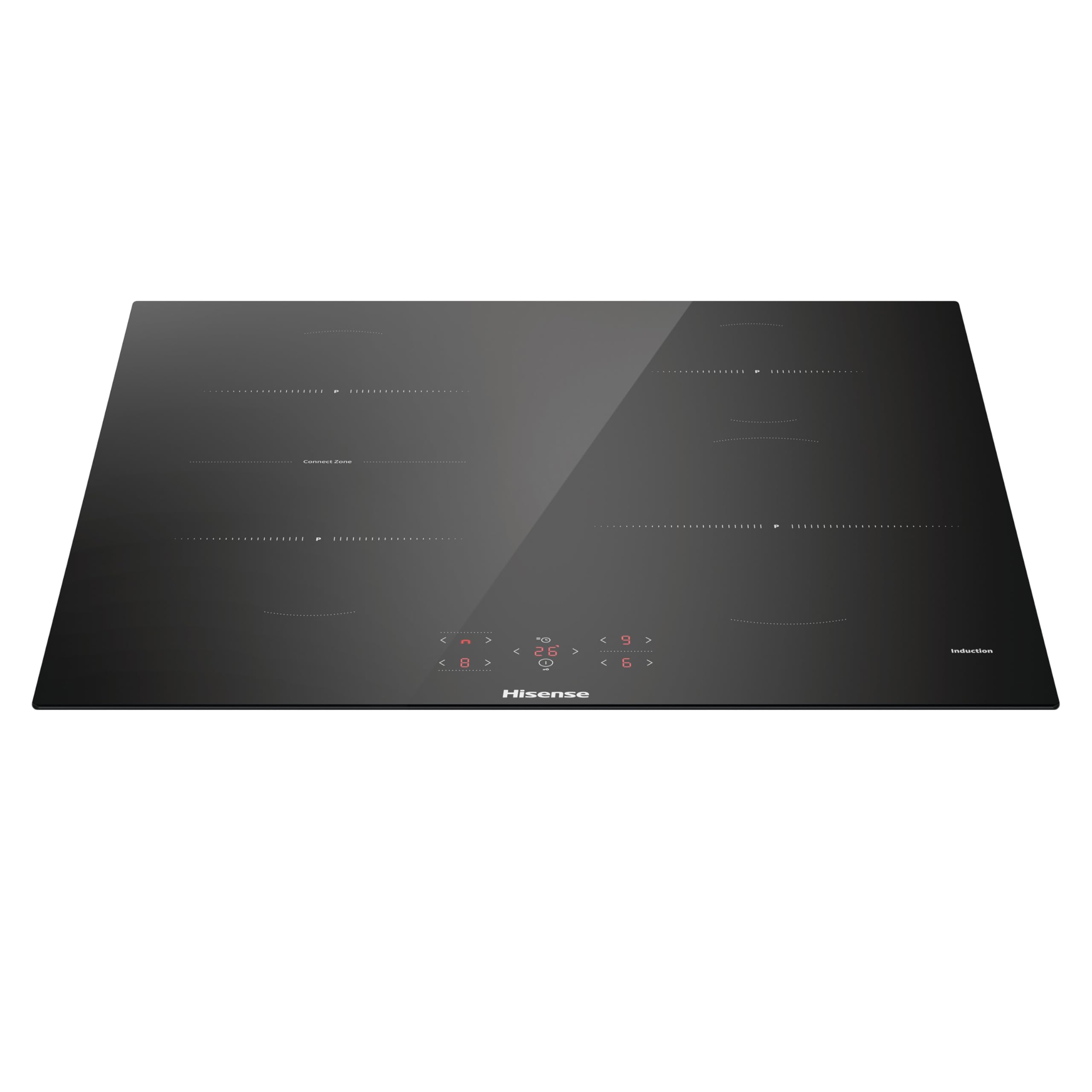 Hisense HI621FM Piano Cottura a Induzione 60 cm, 4 Zone con Connect Zone, Power Boost, 7200W, Touch Control, Timer e Indicatore Calore Residuo, Vetroceramica Nero