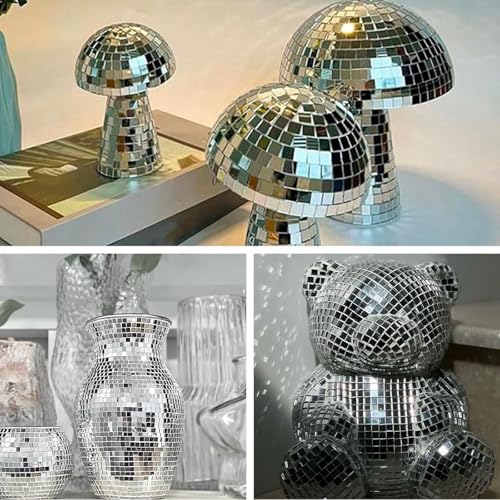 Adhesivos autoadhesivos para bola espejada, baldosas de vidrio espejado para manualidades, decoración de fiestas y proyectos DIY miniatura 4