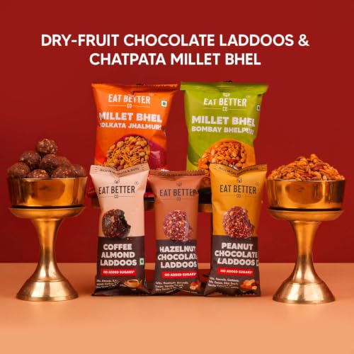 Image of Sneh - 11-Item Rakhi Gift Hamper for Brother | Premium Rakhi Set of 2 with Chocolate Dry-Fruit Laddoos, Millet Bhel, Roli-Chawal & Mukhwas Combo - Rakhi set for Brother with Hamper