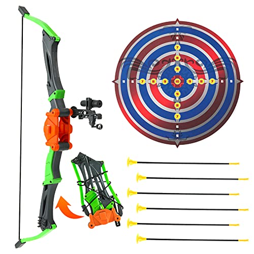 Bow and Arrow for Kids, Bow and Arrows Set for Boys and Girls Over 3 Years Old, Foldable Design with 2 Targets and 6 Suction Cup Arrows, Archery Bow Set Outdoor Hunting Game