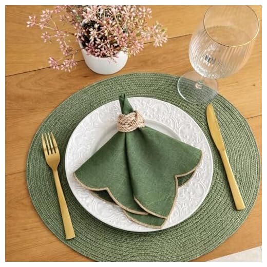 Kit 6 Peças Jogo Americano Redondo 38cm Mesa Posta Elegante Souplast Jantar Cozinha Café da Manhã Decoração Lanches (VERDE MILITAR 6UND)