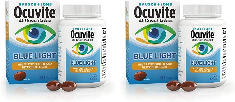Ocuvite Bausch + Lomb Luteína 25mg Luteína y Zeaxantina Suplemento, 30 cápsulas blandas (paquete de 2)
