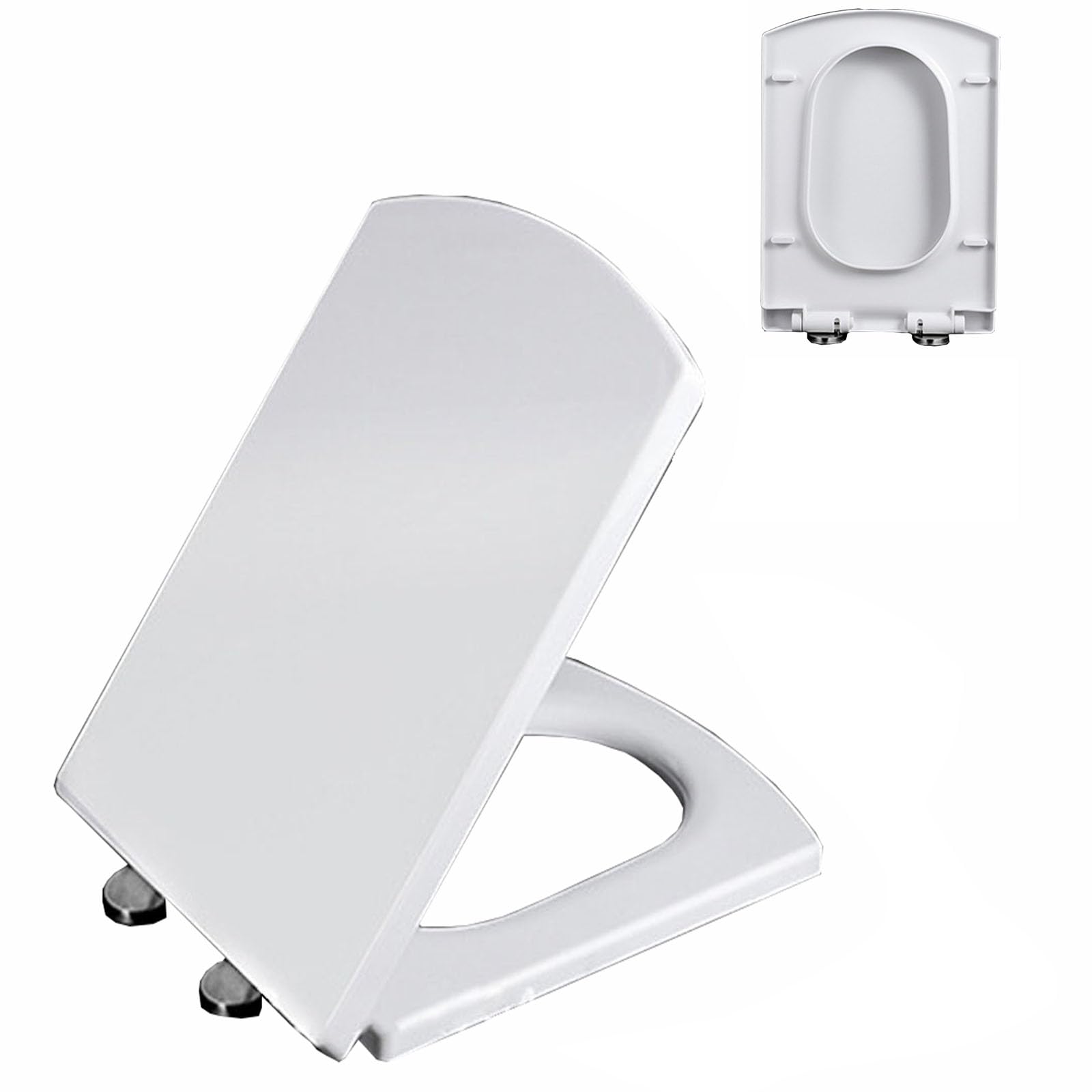 Dxpsxjl 03C Toilet Seat, Metal Adjustinge Clean Easy Close, Adjustable, Lightweight, Durable, Portable, User-Friendly, Compact, Urea, Formaldehyde, Square, White, Slow