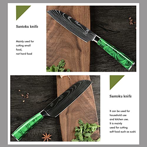 Knife Set,Fullhi 14Pcs Japanese Knife Set, Multiple Colour Premium German Stainless Steel Kitchen Knife Set #TOP6