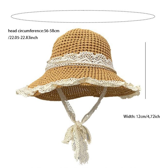Sombrero de paja con ala ancha para mujer miniatura 3