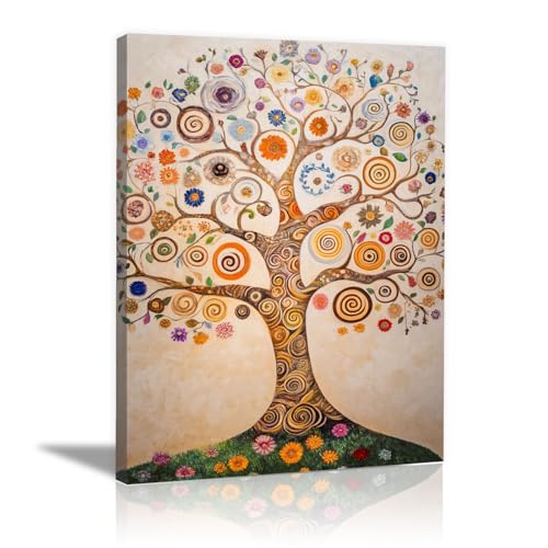 Arbre de vie impression sur toile murale chêne brun 70x100cm